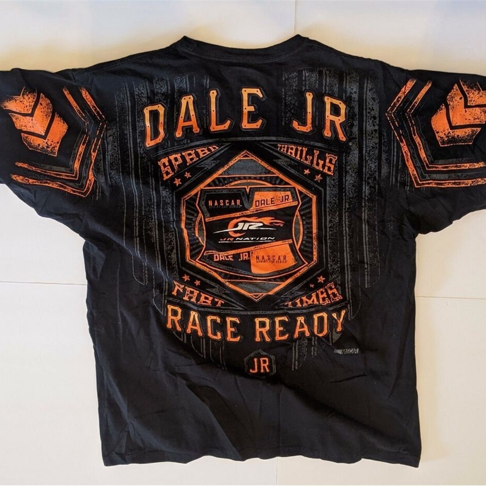 Dale Jr Black and Orange Racing Short Sleeve Tee